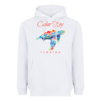 White Cedar Key Florida Watercolor Sea Turtle Sweatshirt Heavyweight Hoodie - InspiraDesign