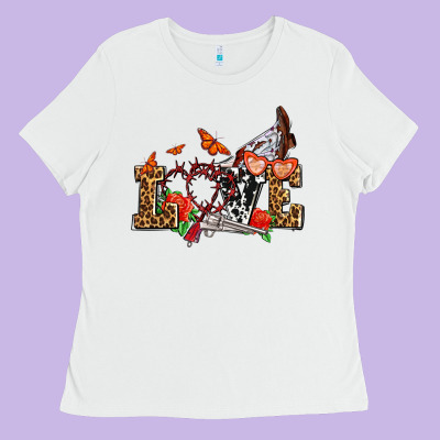 Western Love For Cowgirls Olivia Ladies Tee Designed By Oliviacreatesart