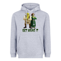 Heather Grey Shrek Fiona & Shrek Get Ogre It Text Poster Heavyweight Hoodie - InspiraDesign