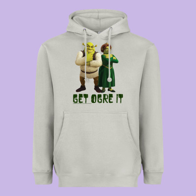 Shrek Fiona & Shrek Get Ogre It Text Poster Heavyweight Hoodie Designed By Inspiradesign