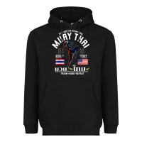 Black thailand american flag muay thai boxing train hard repeat t shirt Heavyweight Hoodie - InspiraDesign