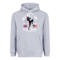 Heather Grey thailand american flag muay thai boxing train hard repeat t shirt Heavyweight Hoodie - InspiraDesign