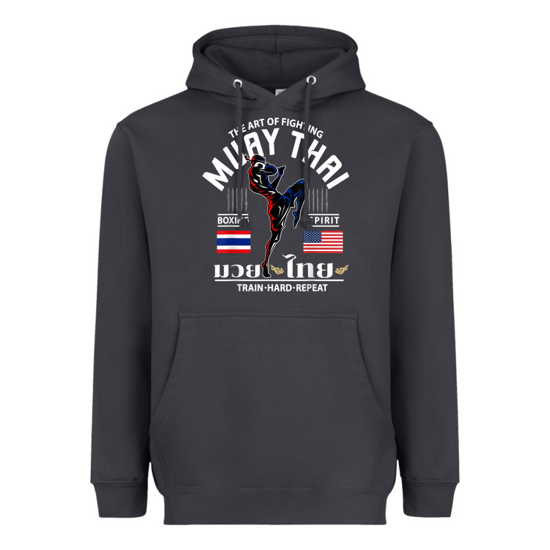 Thailand American Flag Muay Thai Boxing Train Hard Repeat T Shirt Heavyweight Hoodie by InspiraDesign | Teevron
