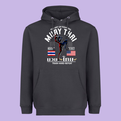 Thailand American Flag Muay Thai Boxing Train Hard Repeat T Shirt Heavyweight Hoodie Designed By Inspiradesign