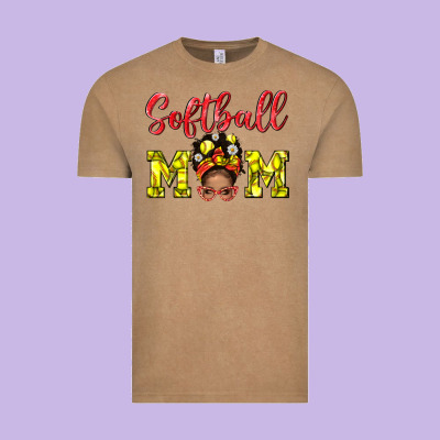 Softball Mom  And Afro Messybun Mom Bbs Vintage Tee Designed By Bundleandbundleshop
