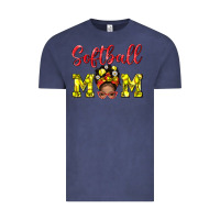 Vintage Denim softball mom  and afro messybun mom bbs Vintage Tee - BundleAndBundleShop