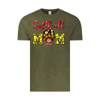 Vintage Olive softball mom  and afro messybun mom bbs Vintage Tee - BundleAndBundleShop