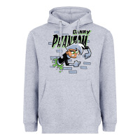 Heather Grey Danny Phantom Coming Through Brick Wall Heavyweight Hoodie - InspiraDesign