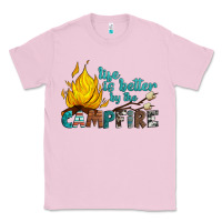 Bubblegum Pink life is better by the campfire Classic Tee - Artiststas