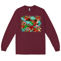 Burgundy Christmas Plaid Turquoise Glitter Cowhide Long Sleeve Tee - FaDigitalArtStudio