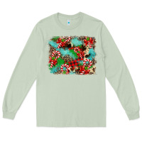 Matcha Christmas Plaid Turquoise Glitter Cowhide Long Sleeve Tee - FaDigitalArtStudio