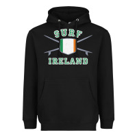 Black ireland surfing hoodie  irish flag surfboards design Heavyweight Hoodie - ArtChic
