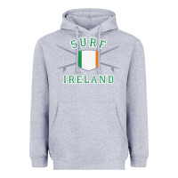 Heather Grey ireland surfing hoodie  irish flag surfboards design Heavyweight Hoodie - ArtChic