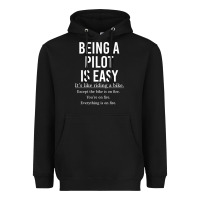 Black Funny Pilot Gift Being A Pilot Is Easy Heavyweight Hoodie - ArtChic