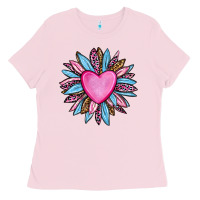 Bubblegum Pink valentine's day sunflower olivia Ladies Tee - OliviaCreatesArt
