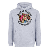 Tease It To Jesus And Spray It Like Hell Leopard Western Raglan Baseba Heavyweight Hoodie | Teevron