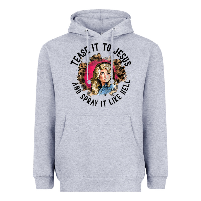 Tease It To Jesus And Spray It Like Hell Leopard Western Raglan Baseba Heavyweight Hoodie by ArtChic | Teevron