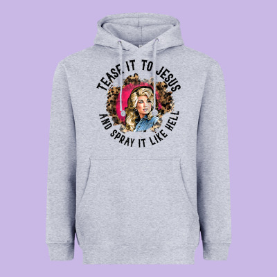 Tease It To Jesus And Spray It Like Hell Leopard Western Raglan Baseba Heavyweight Hoodie Designed By Artchic