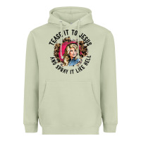 Matcha tease it to jesus and spray it like hell leopard western raglan baseba Heavyweight Hoodie - ArtChic