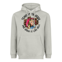 Moon Dust tease it to jesus and spray it like hell leopard western raglan baseba Heavyweight Hoodie - ArtChic