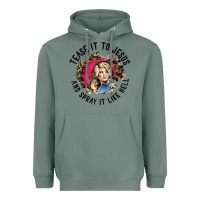 Sage tease it to jesus and spray it like hell leopard western raglan baseba Heavyweight Hoodie - ArtChic