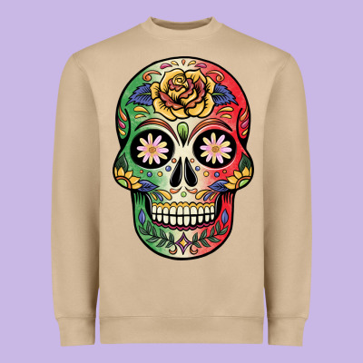 Mexican Skull Heavyweight Sweatshirt Designed By Jahusdesignshop