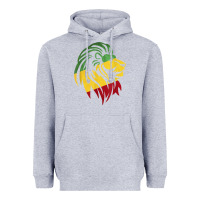 Heather Grey Lion of Judah Reggae, Rasta, Ethiopia Jamaican Roots Heavyweight Hoodie - ArtChic