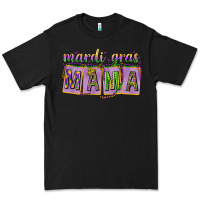 Black Mardi Gras Mama with Beads Premium Tee - HowdyJamesFarm