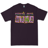 Plum Mardi Gras Mama with Beads Premium Tee - HowdyJamesFarm