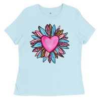 Baby Blue valentine's day sunflower olivia Ladies Tee - OliviaCreatesArt