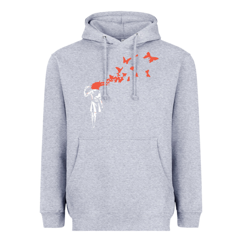 Banksy Headshot Butterfly Heavyweight Hoodie by ArtChic | Teevron