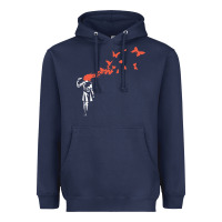 Navy banksy headshot butterfly Heavyweight Hoodie - ArtChic