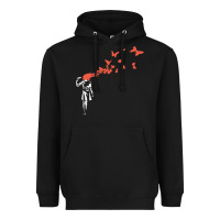 Black banksy headshot butterfly Heavyweight Hoodie - ArtChic