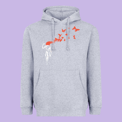 Banksy Headshot Butterfly Heavyweight Hoodie Designed By Artchic