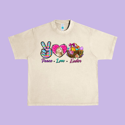 Peace Love Easter Urban Heavy Tee Designed By Bundleandbundleshop
