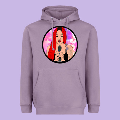 Red Hair Girl Singing Heavyweight Hoodie Designed By Artchic