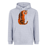 Heather Grey tiger Heavyweight Hoodie - ArtChic