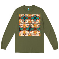 Army Green native american aztec seamless pattern 1 Long Sleeve Tee - BundleAndBundleShop