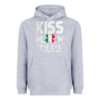 Heather Grey Kiss Me I'm Italian Heavyweight Hoodie - ArtChic