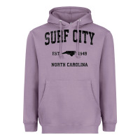 Lavender Surf City North Carolina Nc Vintage Sports Design Black Prin Heavyweight Hoodie - StudioElite