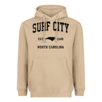 Mushroom Surf City North Carolina Nc Vintage Sports Design Black Prin Heavyweight Hoodie - StudioElite
