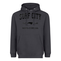 Smoke Surf City North Carolina Nc Vintage Sports Design Black Prin Heavyweight Hoodie - StudioElite