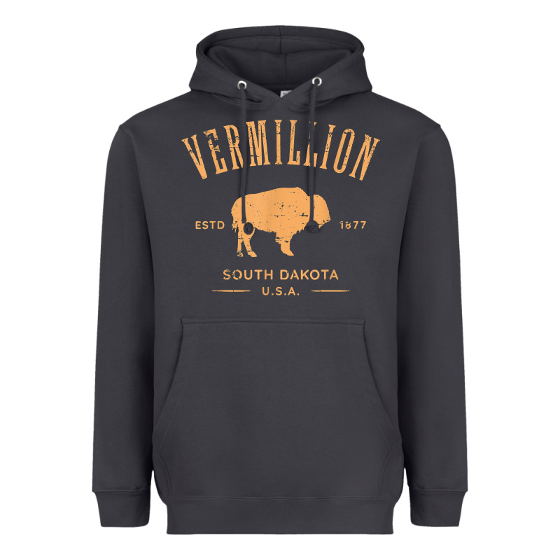 Vermillion South Dakota Bison Distressed Design T Shirt Heavyweight Hoodie by StudioElite | Teevron