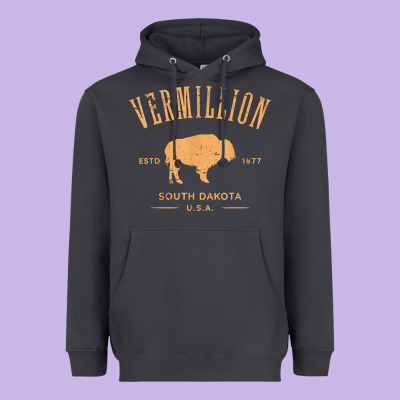 Vermillion South Dakota Bison Distressed Design T Shirt Heavyweight Hoodie Designed By Studioelite