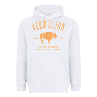 White vermillion south dakota bison distressed design t shirt Heavyweight Hoodie - StudioElite