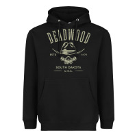 Black deadwood south dakota usa distressed skull design souvenir premium t s Heavyweight Hoodie - StudioElite