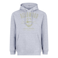 Heather Grey deadwood south dakota usa distressed skull design souvenir premium t s Heavyweight Hoodie - StudioElite