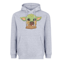Heather Grey Baby yoda Heavyweight Hoodie - StudioElite