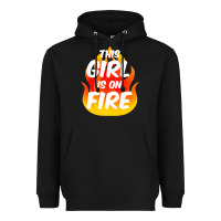 Black This Girl Is On Fire Fierce Lady Woman Power Go Girls Fiery Heavyweight Hoodie - StudioElite