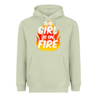 Matcha This Girl Is On Fire Fierce Lady Woman Power Go Girls Fiery Heavyweight Hoodie - StudioElite